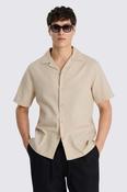 Neutral Cotton Linen Cuban Shirt image