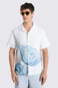 Blue Poppy Cotton Cuban Collar Shirt image