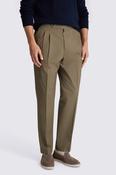 Taupe Cotton Pleated Trousers image