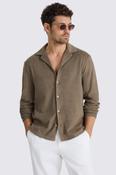 Taupe Terry Towelling Cuban Collar Shirt image