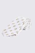White &amp; Olive Square Silk &amp; Linen Tie image
