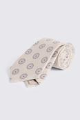 Cream Brown Medallion Silk Linen Tie image