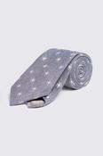 Mid-Blue Clover Medallion Linen &amp; Silk Tie image