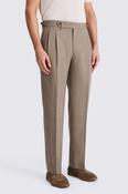 Taupe Stripe Pleated Wool Trousers image