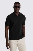 Black Milano Cotton Knit Skipper Polo Shirt image