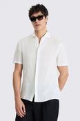 White Short Sleeve Linen Shirt image