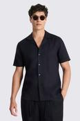 Black Linen Cuban Collar Shirt image