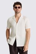 Off White Linen Cuban Collar Shirt image