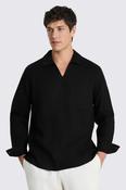 Black Popover V-neck Linen Shirt image