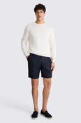Navy Linen-Blend Pleated Shorts image