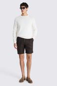 Brown Linen-Blend Pleated Shorts image
