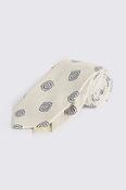 Italian Off-White Navy Silk Medallion Tie image