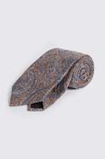 Italian Brown &amp; Navy Silk Paisley Tie image