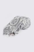Italian White &amp; Grey Silk Paisley Tie image