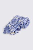 Italian White &amp; Bright Blue Silk Paisley Tie image