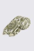Italian White, Bright Green &amp; Navy Silk Paisley Tie image