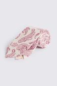 Italian White &amp; Pink Silk Paisley Tie image
