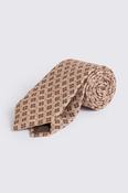 Italian Mid Brown &amp; Pink Medallion Linen &amp; Cotton Tie image