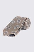 Italian Neutral Blue Paisley Silk &amp; Linen Tie image