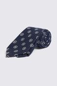 Italian Navy Silk White Medallion Tie image