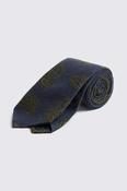 Italian Navy &amp; Bright Green Paisley Silk &amp; Cotton Tie image
