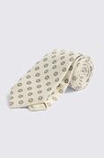 Italian Off White, Pink &amp; Khaki Silk Medallion Tie image