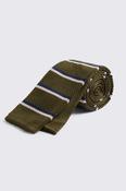 Italian Khaki &amp; Pink Silk Stripe Knitted Tie image