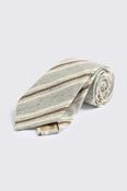 Italian Grey &amp; Brown Stripe Silk &amp; Cotton Tie image