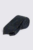 Italian Navy &amp; Dark Olive Paisley Silk &amp; Cotton Tie image