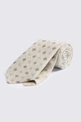 Italian Light Blue &amp; Brown Medallion Silk &amp; Linen Tie image