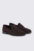 Italian Suede Brown Ruched Loafers image
