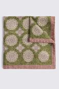 Italian Green &amp; Pink Wool Double Faced Pocket Square image