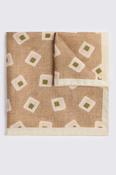 Italian Camel &amp; Off White Wool Square Pocket Square image