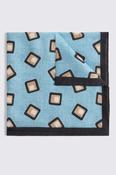 Italian Mid Blue Wool Square Pocket Square