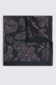 Italian Navy &amp; Pink Wool Paisley Pocket Square image