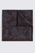 Italian Burgundy &amp; Light Blue Wool Paisley Pocket Square image