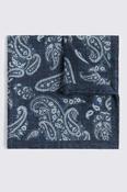 Italian Navy &amp; Light Blue Wool Paisley Double Faced Pocket Square image