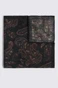 Italian Dark Green Paisley Wool Pocket Square
