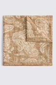 Italian Camel &amp; White Wool Paisley Pocket Square image