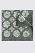 Italian Dark Green &amp; Light Blue Wool Double Faced Pocket Square