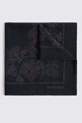 Italian Navy &amp; Wine Wool Paisley Pocket Square