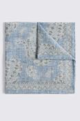 Italian Blue &amp; Off-White Wool Paisley Pocket Square image
