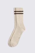 Oatmeal Melange Chocolate Stripe Socks image