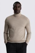Taupe Melange Merino Roll-Neck Jumper
