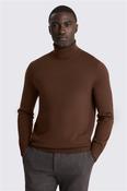 Mid Brown Merino-Blend Roll-Neck Jumper image