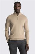 Camel Merino Zip-Neck Jumper image