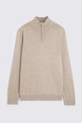 Camel Merino-Blend Zip-Neck Jumper image