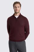 Wine Merino Zip-Neck Jumper