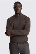 Brown Merino Zip-Neck Jumper image