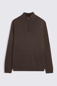 Brown Merino-Blend Zip-Neck Jumper image